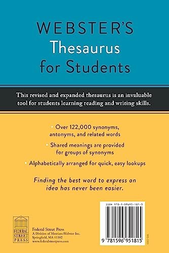Webster's Thesaurus for Students, Fourth Edition - Newest Edition