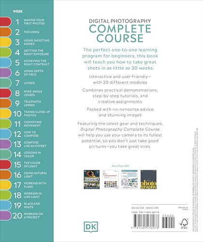 Digital Photography Complete Course: Learn Everything You Need to Know in 20 Weeks- hardcover