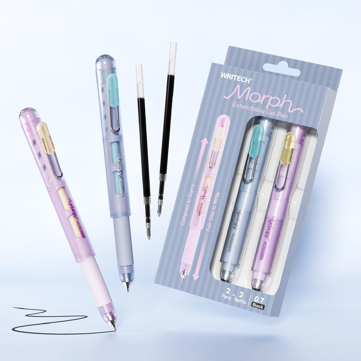 WRITECH Morph Extendable Gel Pens: 0.7mm Medium Point Black Ink