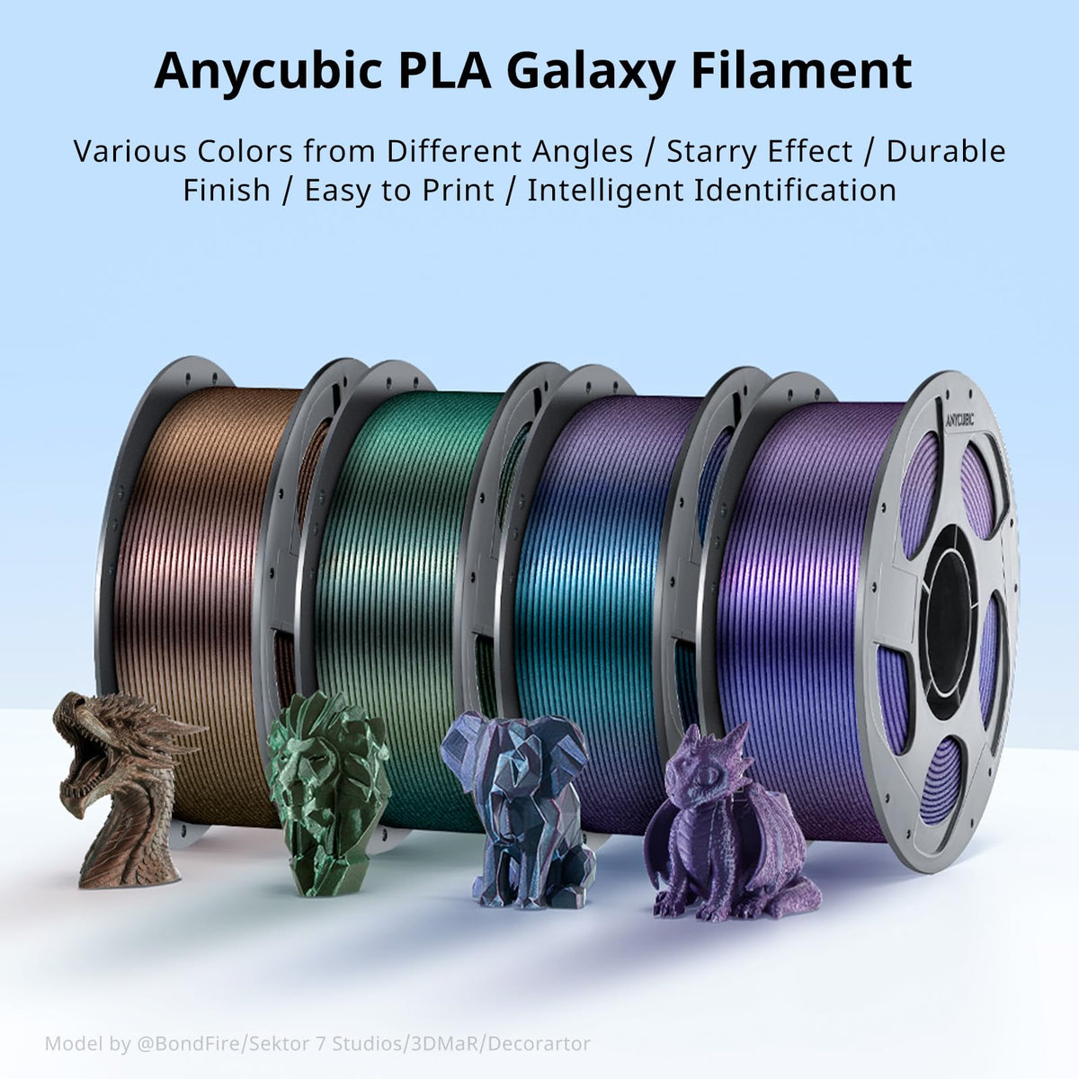PLA 3D Printer Filament, Sparkle Glitter, Chameleon Changing Colors Galaxy Blue