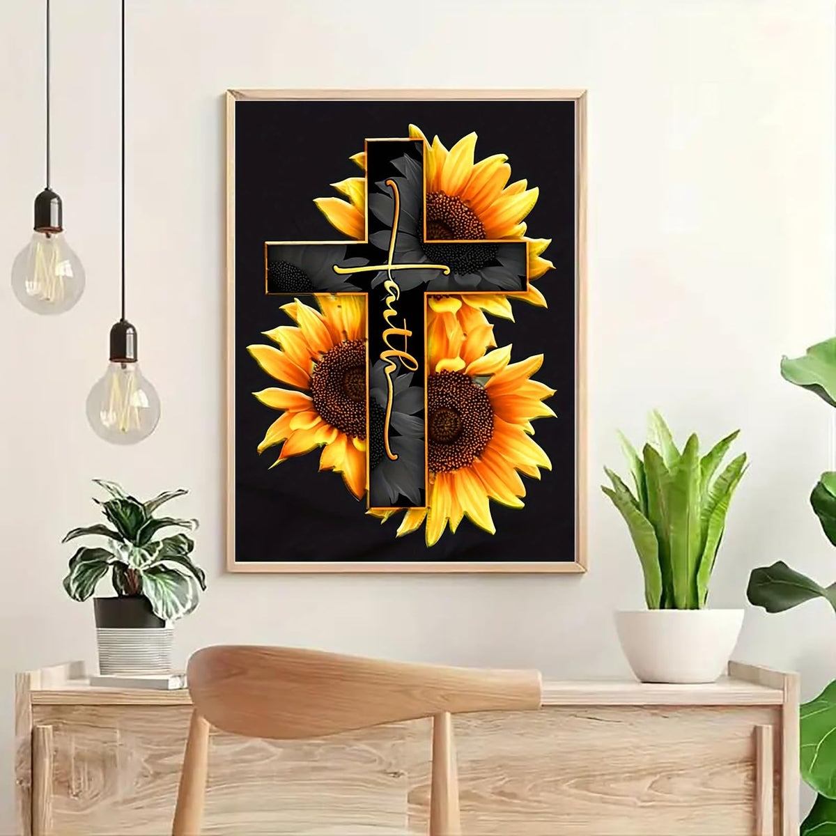 5D Diamond Painting Kit, Cross Sunflower Paint by Diamond Art Kit
