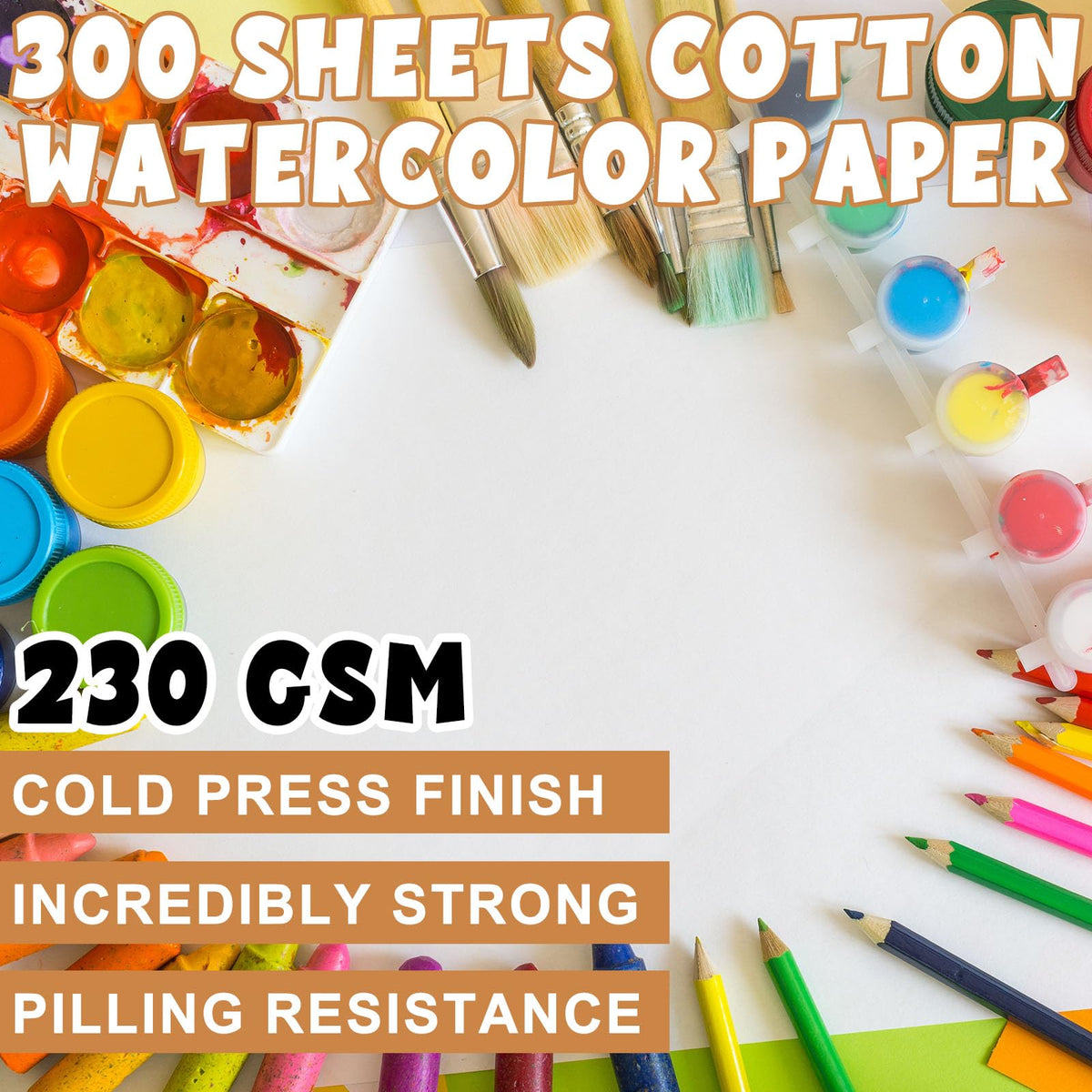 300 Pcs Watercolor Paper Sheet Bulk White Cold Press Paper Pack 110 lb 230 GSM, 6 x 9