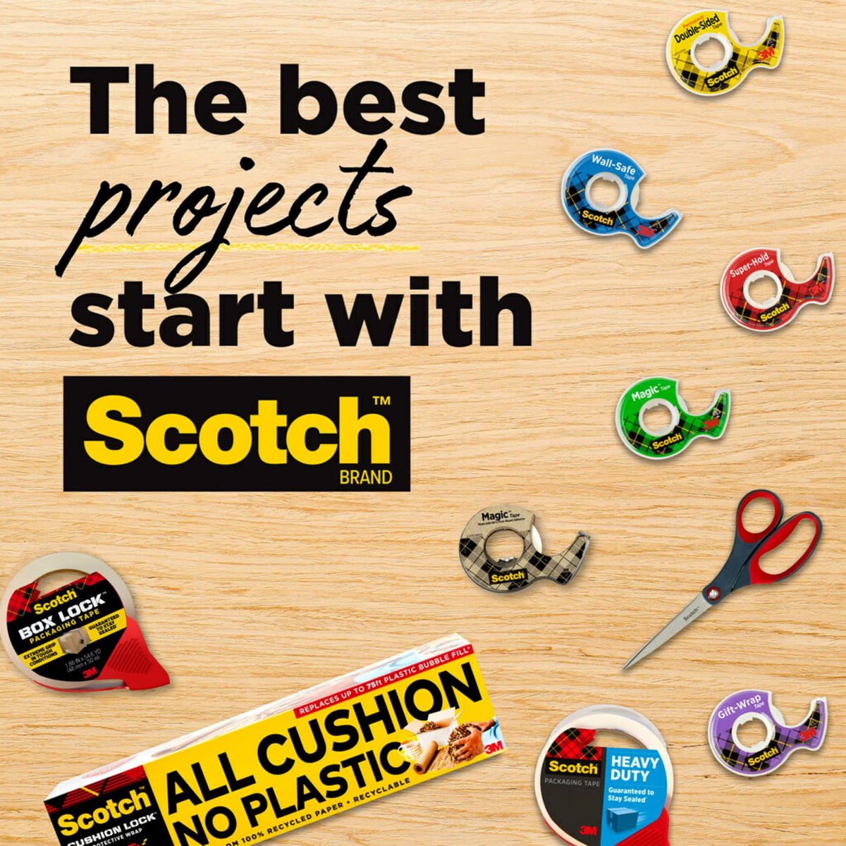 Scotch Transparent Tape, Clear Tape, 1 Inch Core, 3/4 in x 1000 in, 6 Boxes