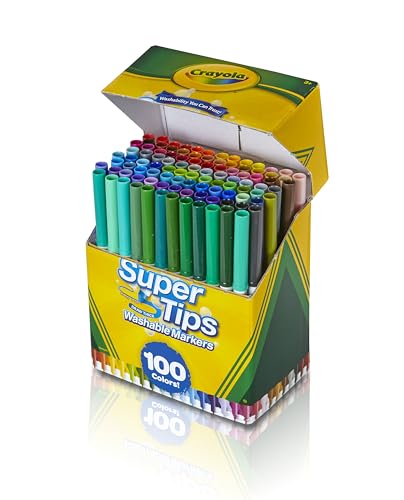 Crayola Super Tips Marker Set (100ct), Fine Point Washable Markers