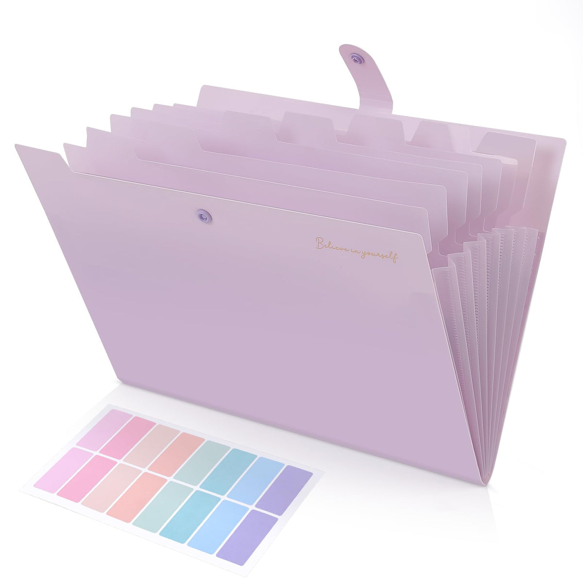 SKYDUE Expanding File Folder, Accordion File Organizer with 8 Pocket, Expandable Document Paper Receipt Holder for School Office Hospital, Letter/A4 Size- Purple