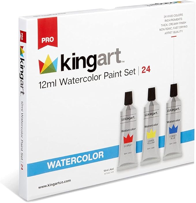 Watercolor Paint, 12ml Tubes, Set of 24