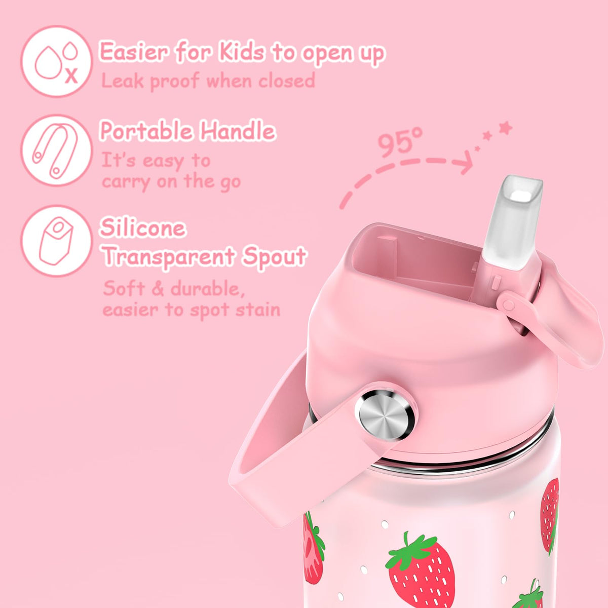 ACESAK Girls Backpack for School Set (Pink Strawberry)