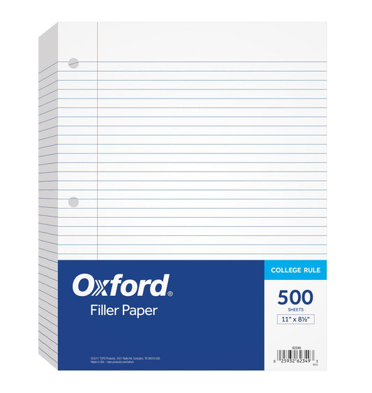 Oxford Loose Leaf Paper, 500 Sheets, College Rule