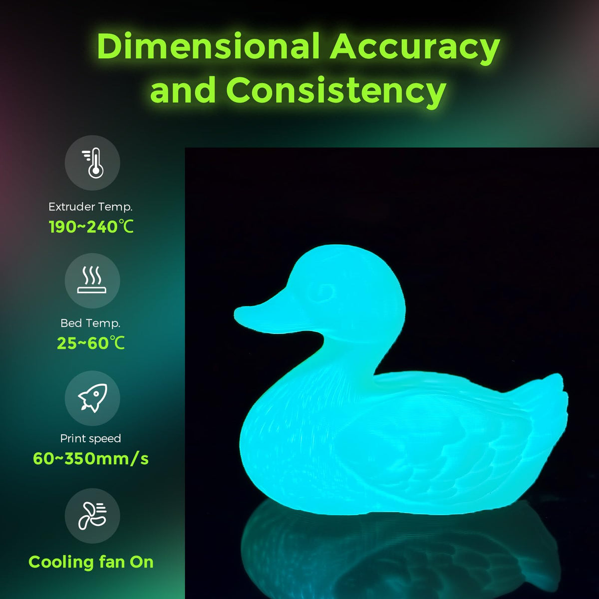 Glow in The Dark PLA Filament 1.75mm 1kg