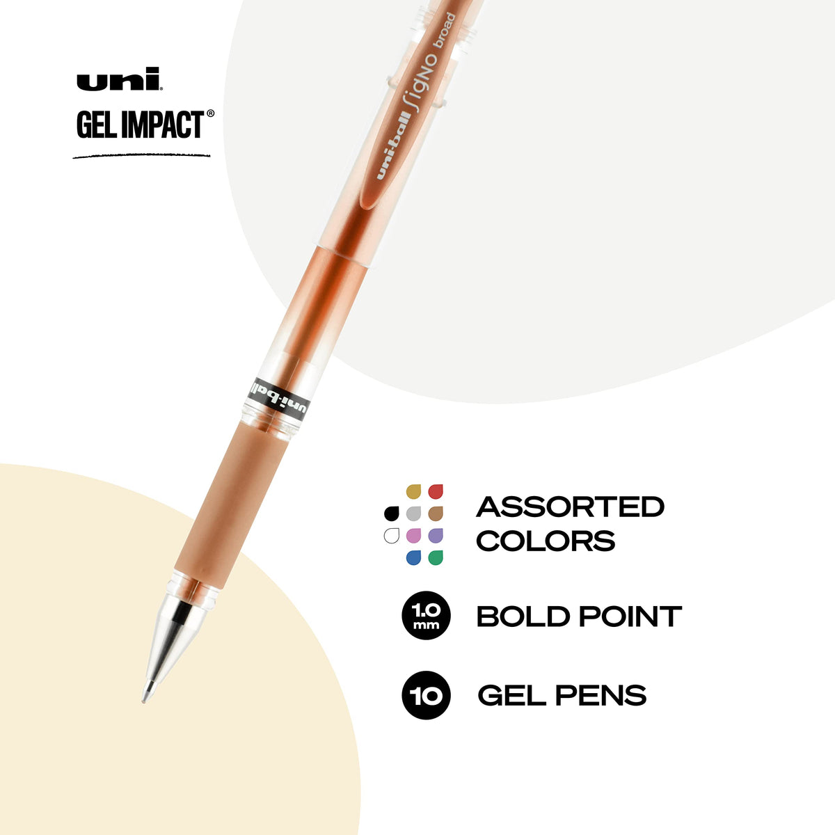 Uniball Signo 207 Gel Impact Stick Pens - 10 Assorted 1.0mm