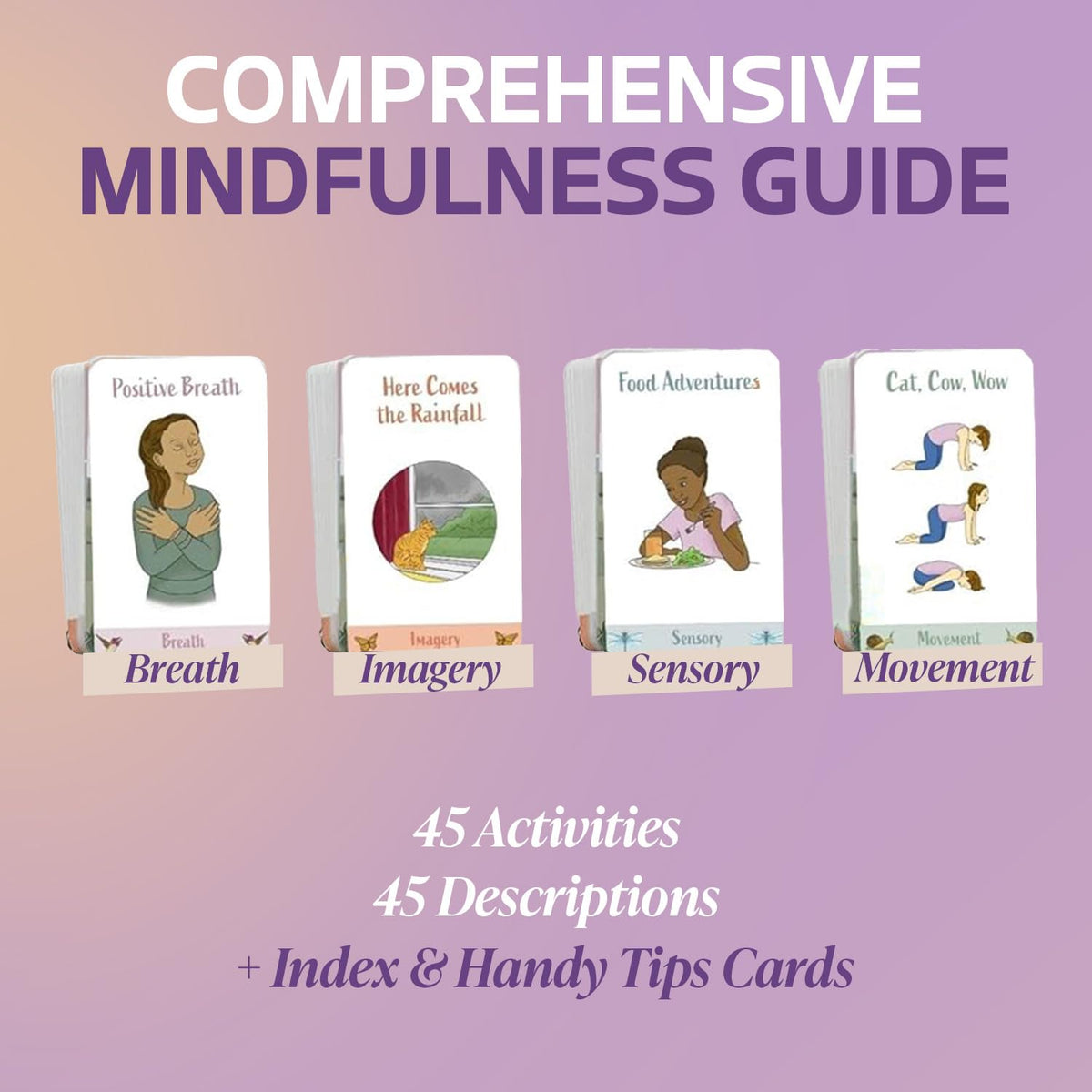 Mindfulness Cards for Kids, Meditation and Brain Focus for Yoga Classroom, Calm Corner Kit, Therapy Activity, Affirmation Cards, Social Emotional, Mind Brain Emotion Connection, or Relaxation