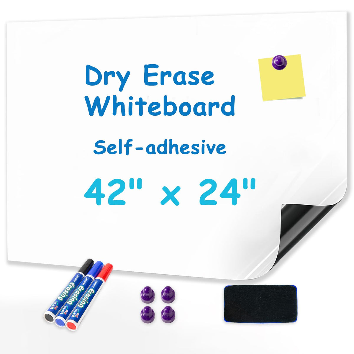 YOUNGJQ Magnetic Dry Erase Board Paper for Wall Self Adhesive Whiteboard with Starter Kit