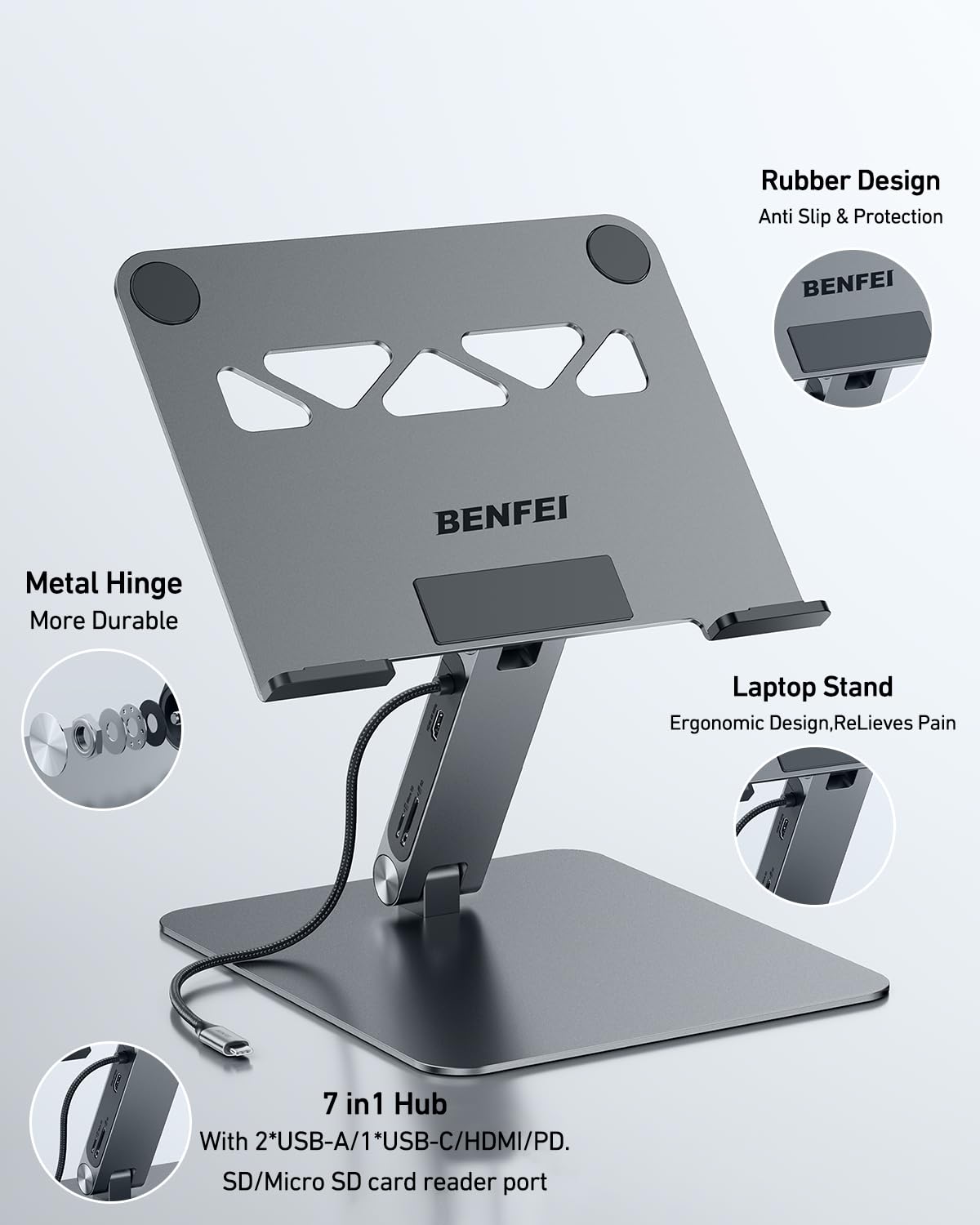 Laptop Stand with USB C 7in1 Docking Station