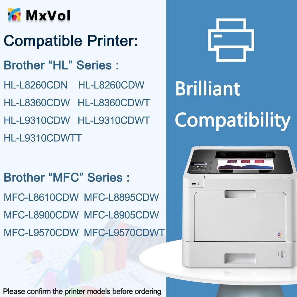 TN433 Toner Cartridge Set Replacement for Brother TN-433 TN431 Toner Cartridge MFC-L8900CDW MFC-L8610CDW HL-L8360CDW HL-L8260CDW Printer Toner (TN433BK TN433C TN433M TN433Y, 4-Pack)