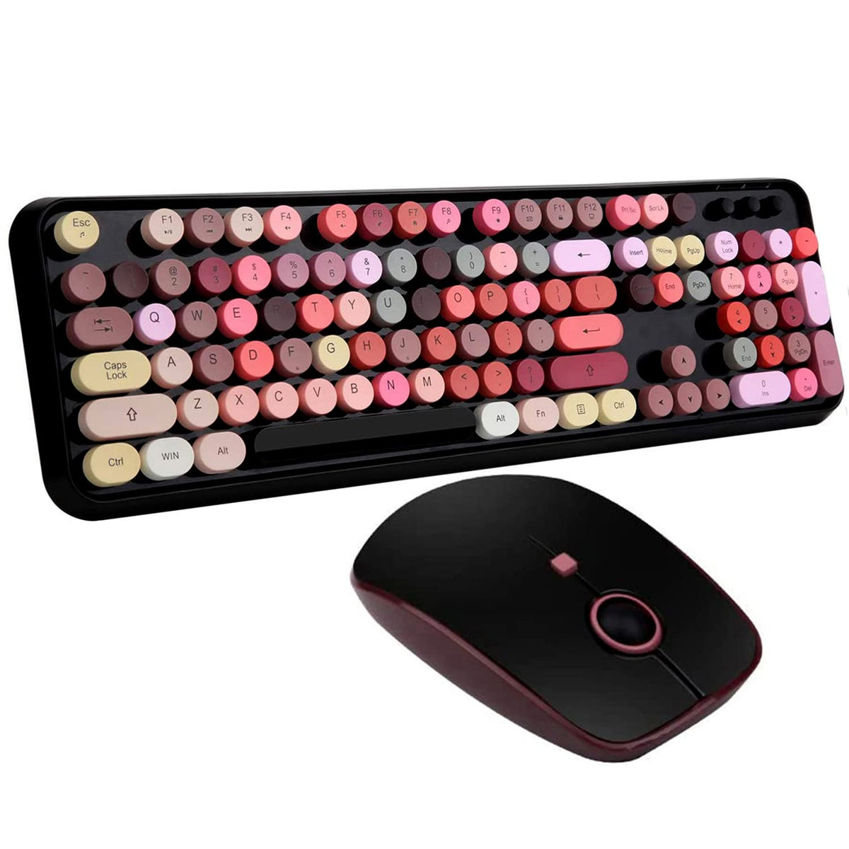Keyboard and Mouse Sets, Wireless, Reliable 2.4 GHz Connectivity  (Black Colorful)