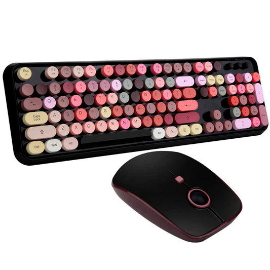 Keyboard and Mouse Sets, Wireless, Reliable 2.4 GHz Connectivity  (Black Colorful)
