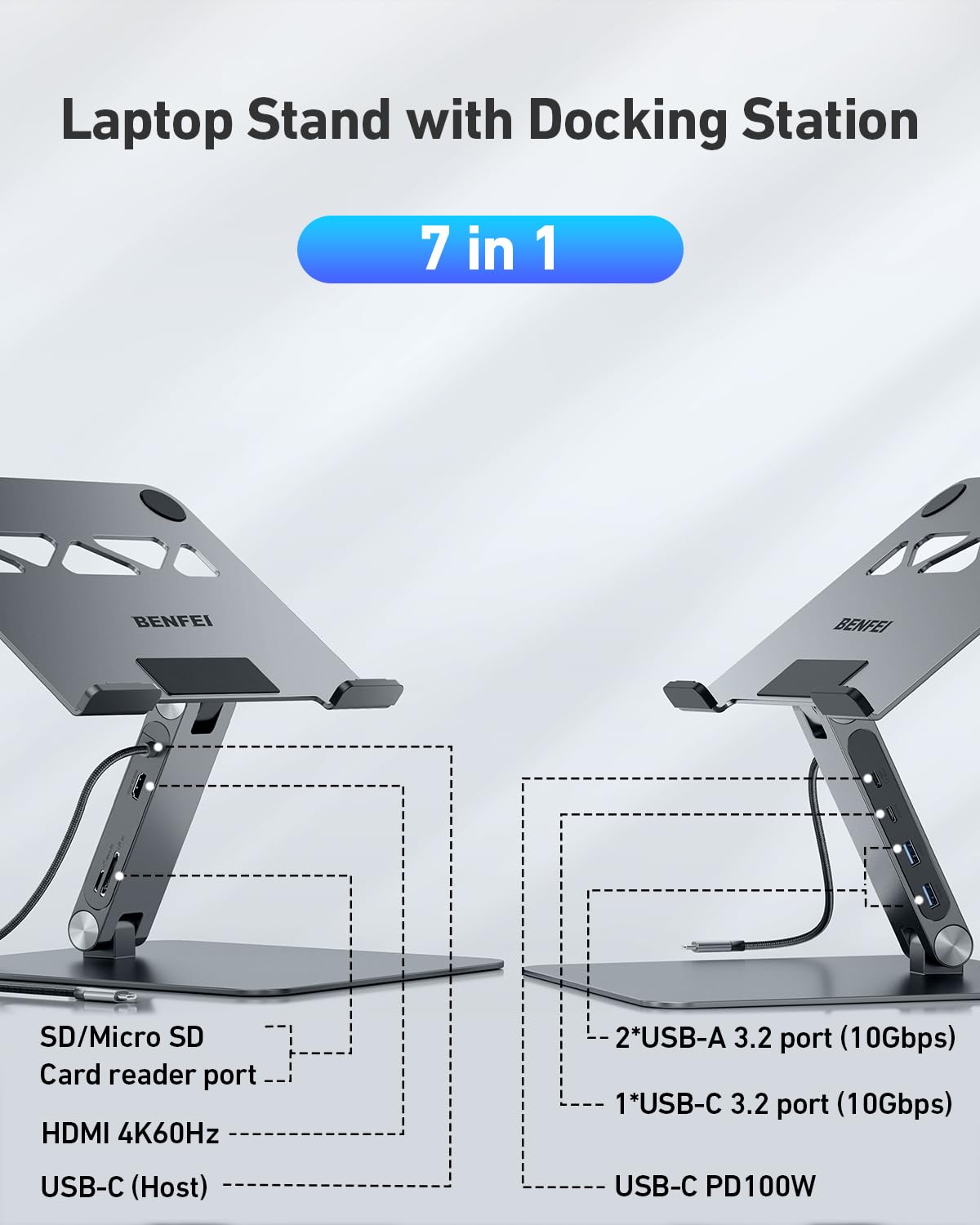 Laptop Stand with USB C 7in1 Docking Station