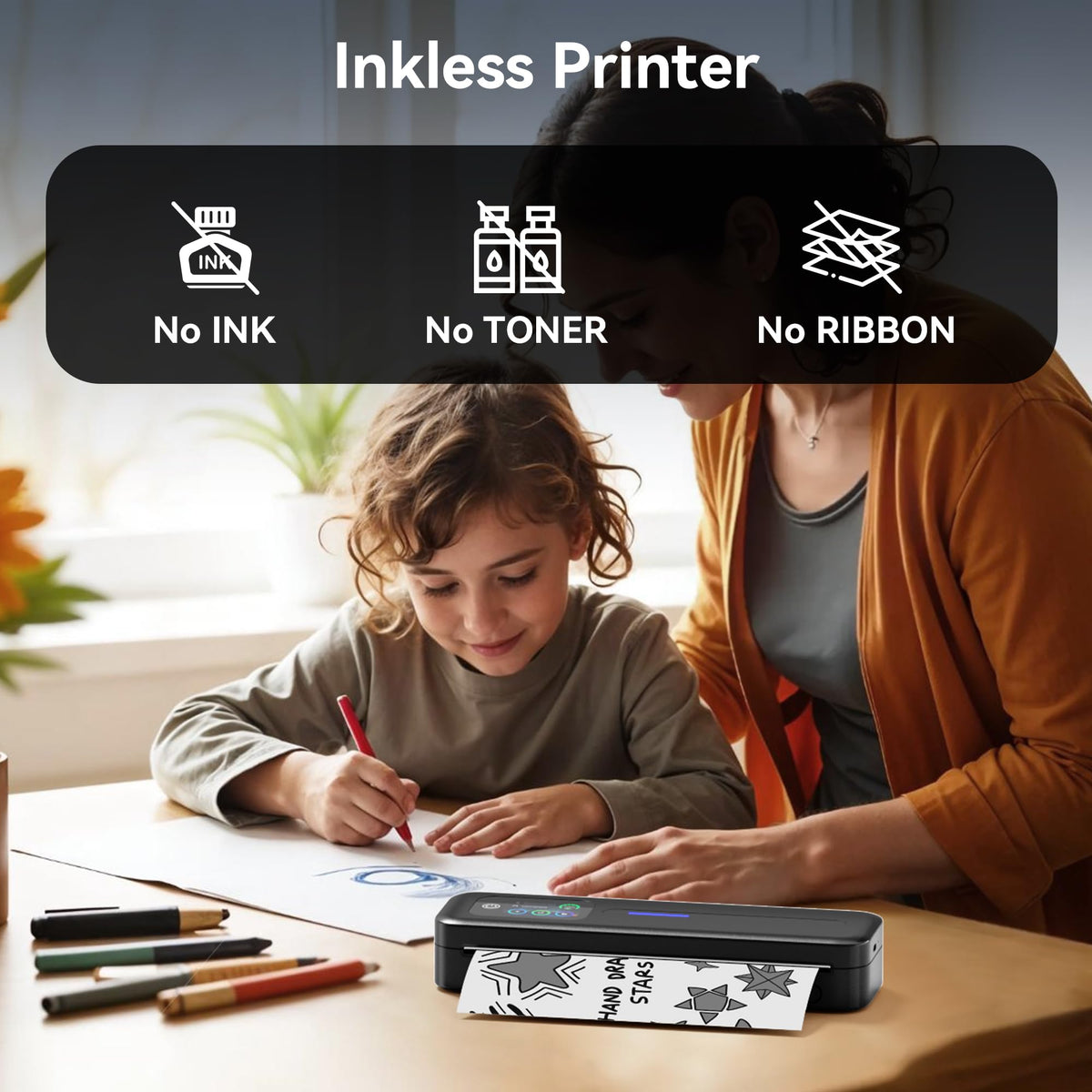 Portable Printer with Touchscreen for Travel with a Carry Case and 3 Rolls of Thermal Paper