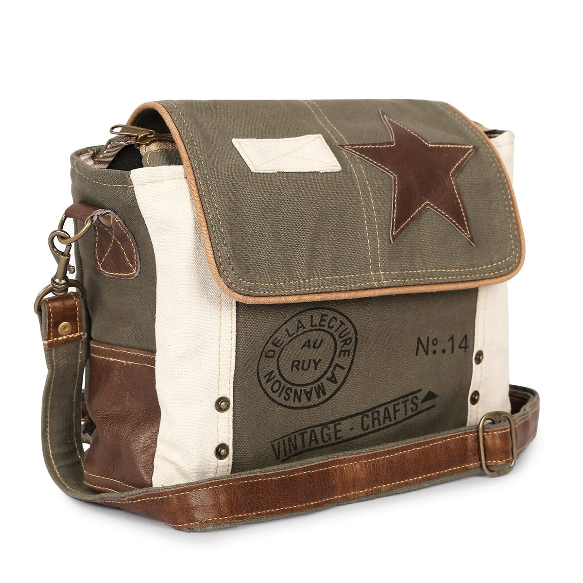 Vintage crafts Leather Star Shoulder Bag adjustable leather handle