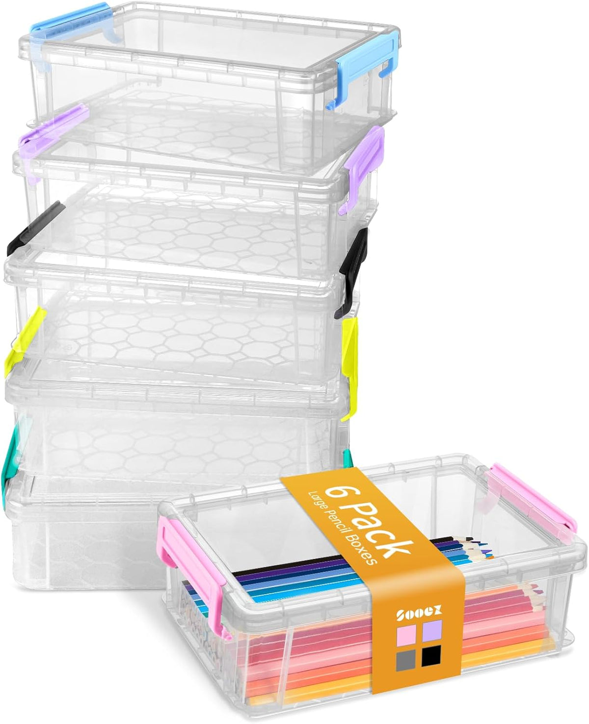 Clear Organizer Plastic Containers with Lid- 6 pack