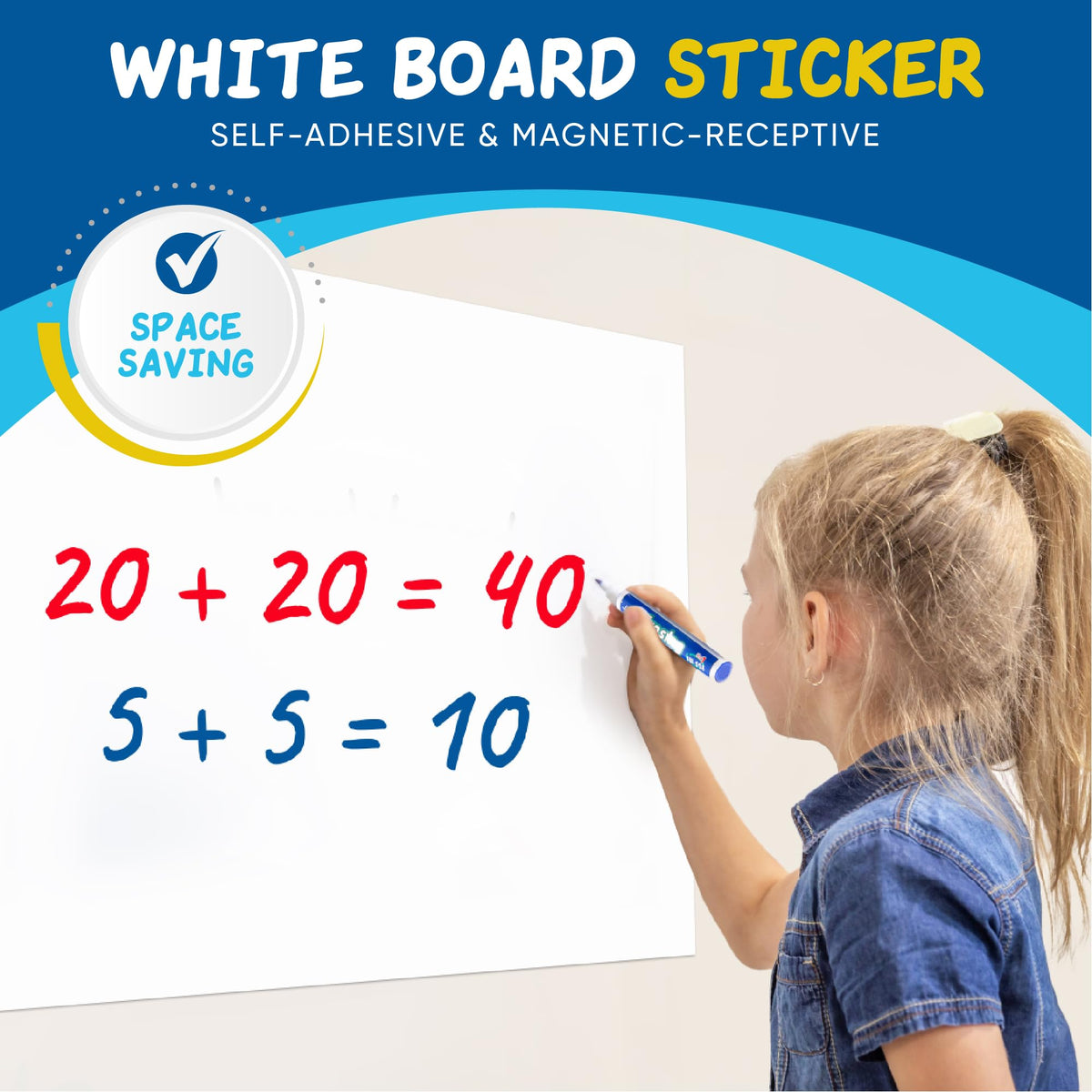 YOUNGJQ Magnetic Dry Erase Board Paper for Wall Self Adhesive Whiteboard with Starter Kit