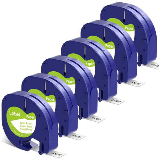 6-Pack Paper White Tape Replace for DYMO Label Maker Refills 91330