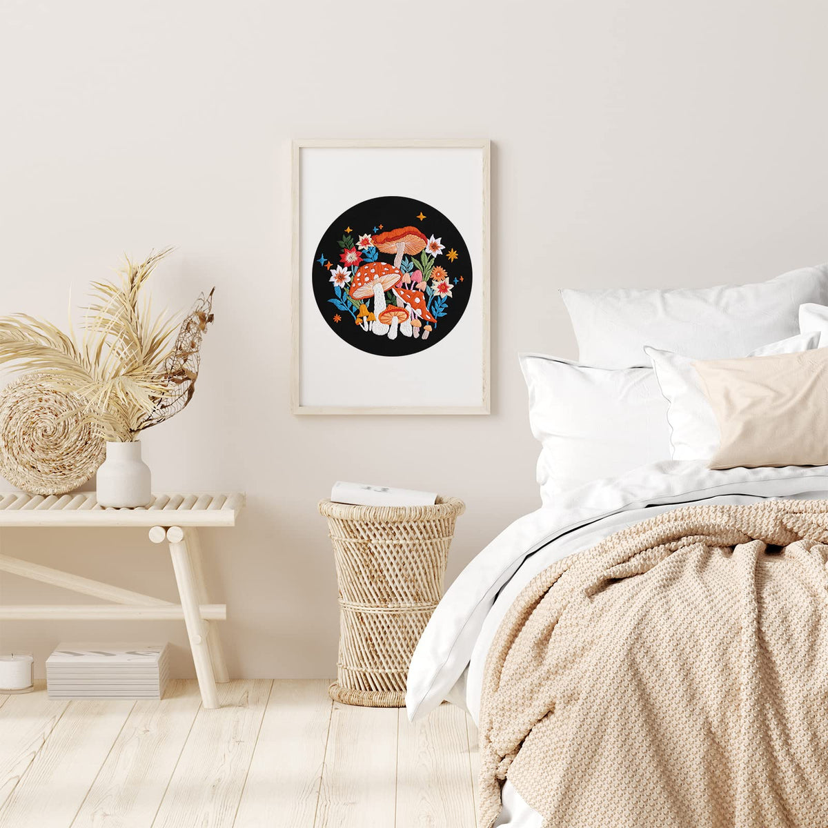 Louise Maelys Mushroom Embroidery Kits for Beginners with Art Night Pattern,  Needlepoint