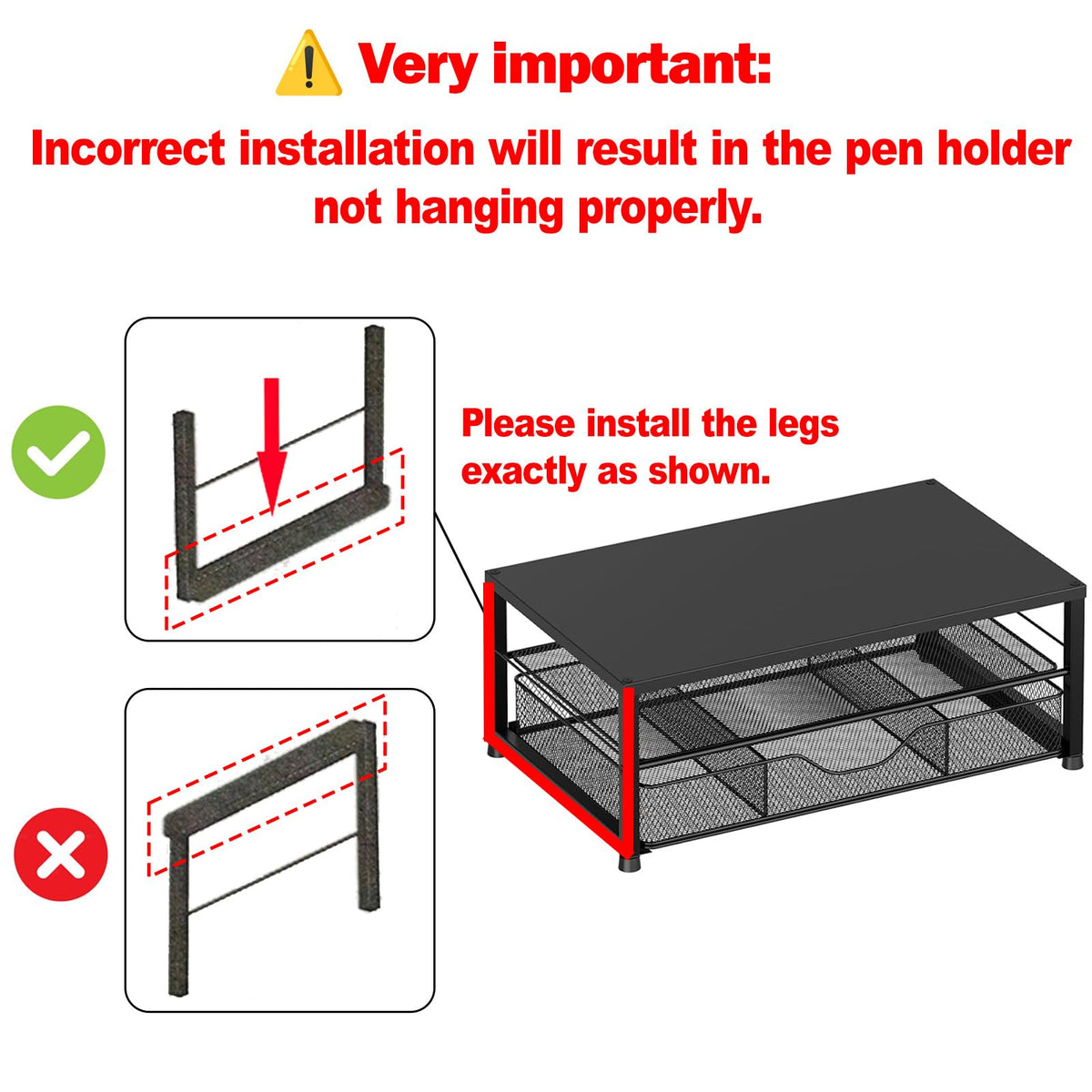 Desk Organizer and Accessories, 2-Tier Computer Monitor Stand Riser with Drawer and 2 Pen Holders, Laptop Stand, Office Desk Accessories for Office Supplies, Black