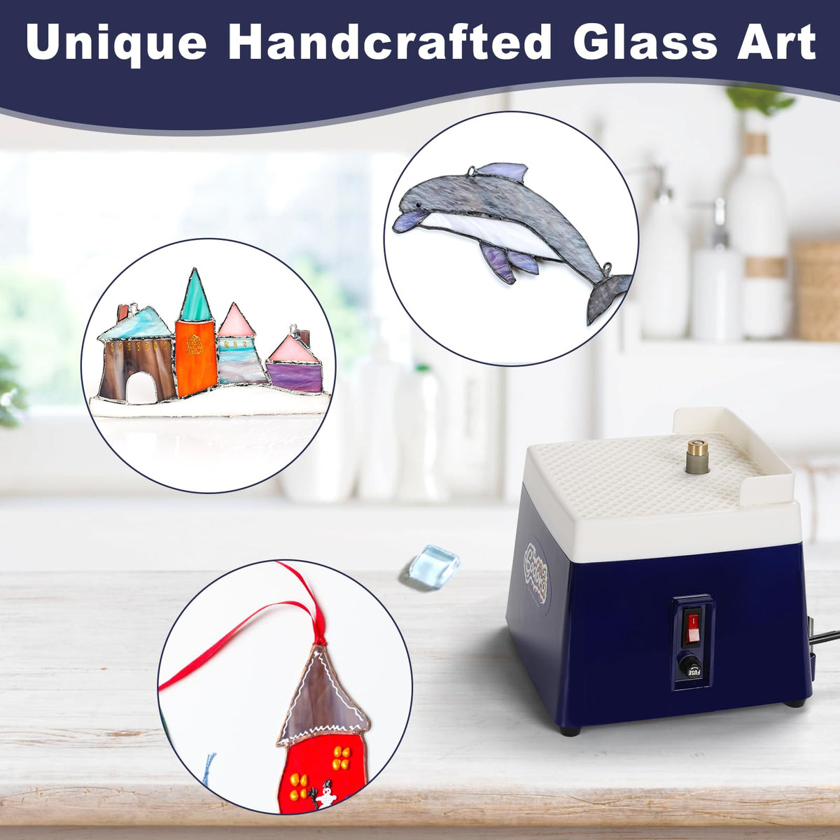 Stained Glass Grinder, Mini Glass Grinder Machine with 5/8" & 1" Grinder Bits,