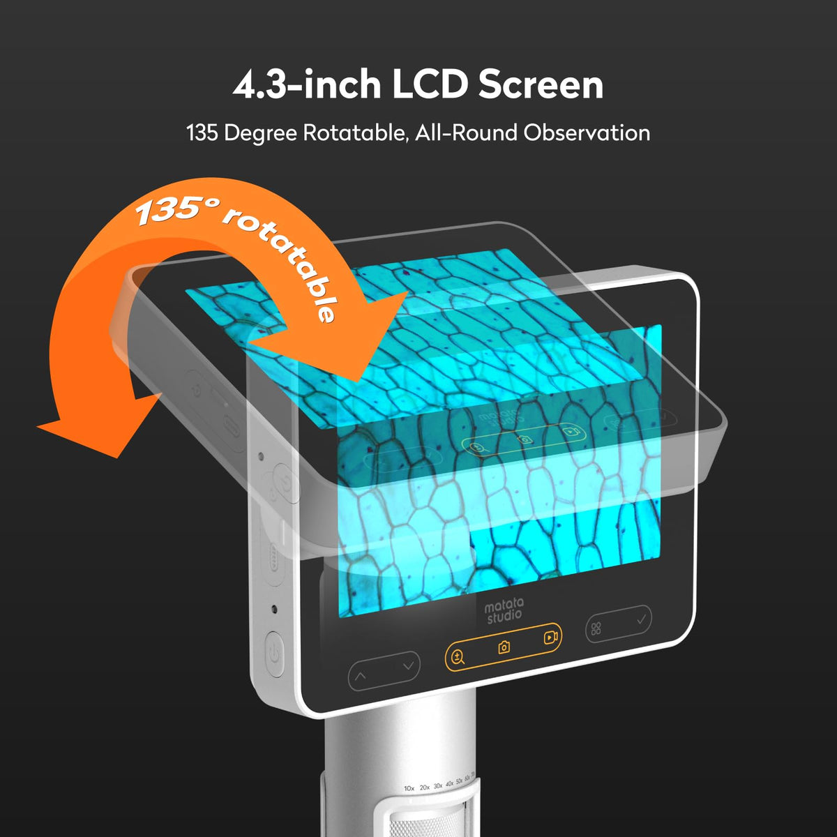 MX2-AS Microscope for Kids, 2-in-1 Handheld Miniscope, 1600X Digital Microscope with 4.3-inch 1080P Screen