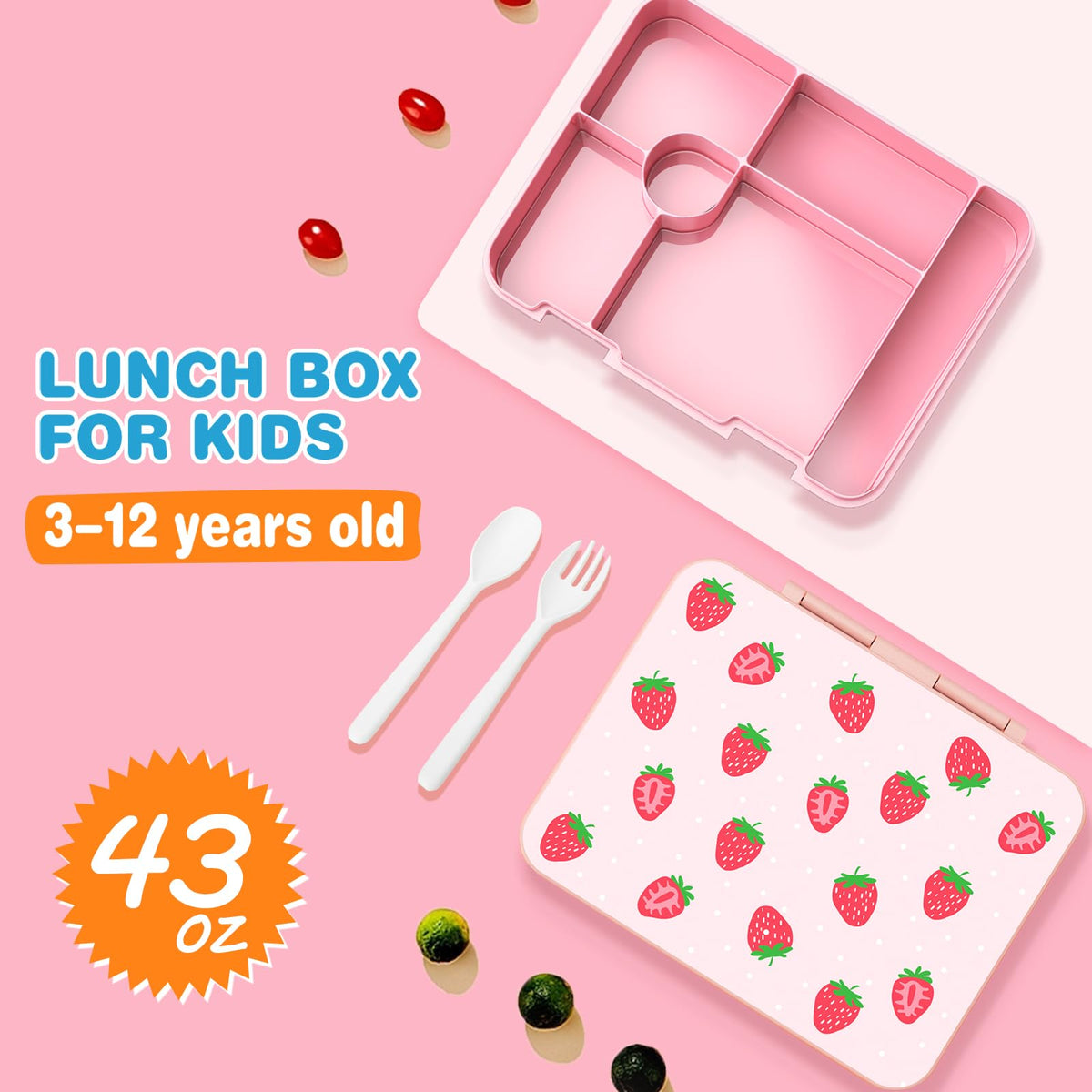 ACESAK Girls Backpack for School Set (Pink Strawberry)