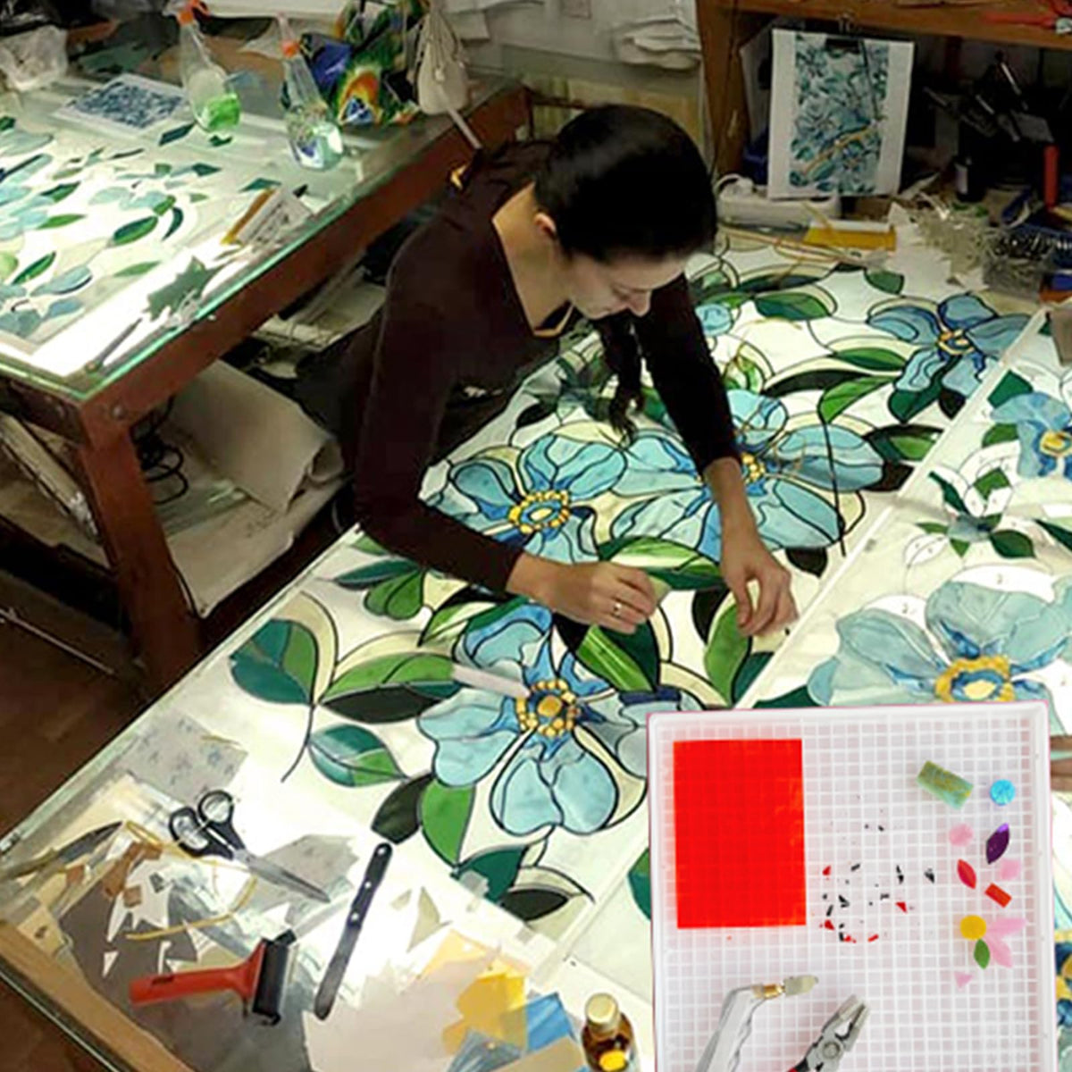 Stained Glass Cutting Mat with Tray