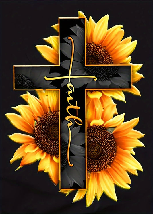 5D Diamond Painting Kit, Cross Sunflower Paint by Diamond Art Kit