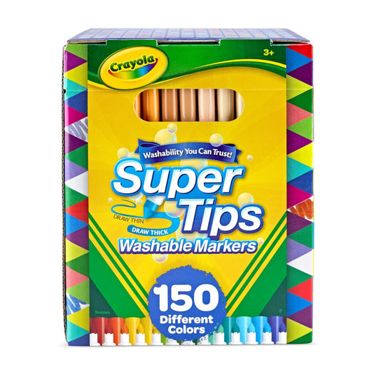 Crayola Super Tips Marker Set (150ct), 2-in-1 Fine Point & Broad Line Markers