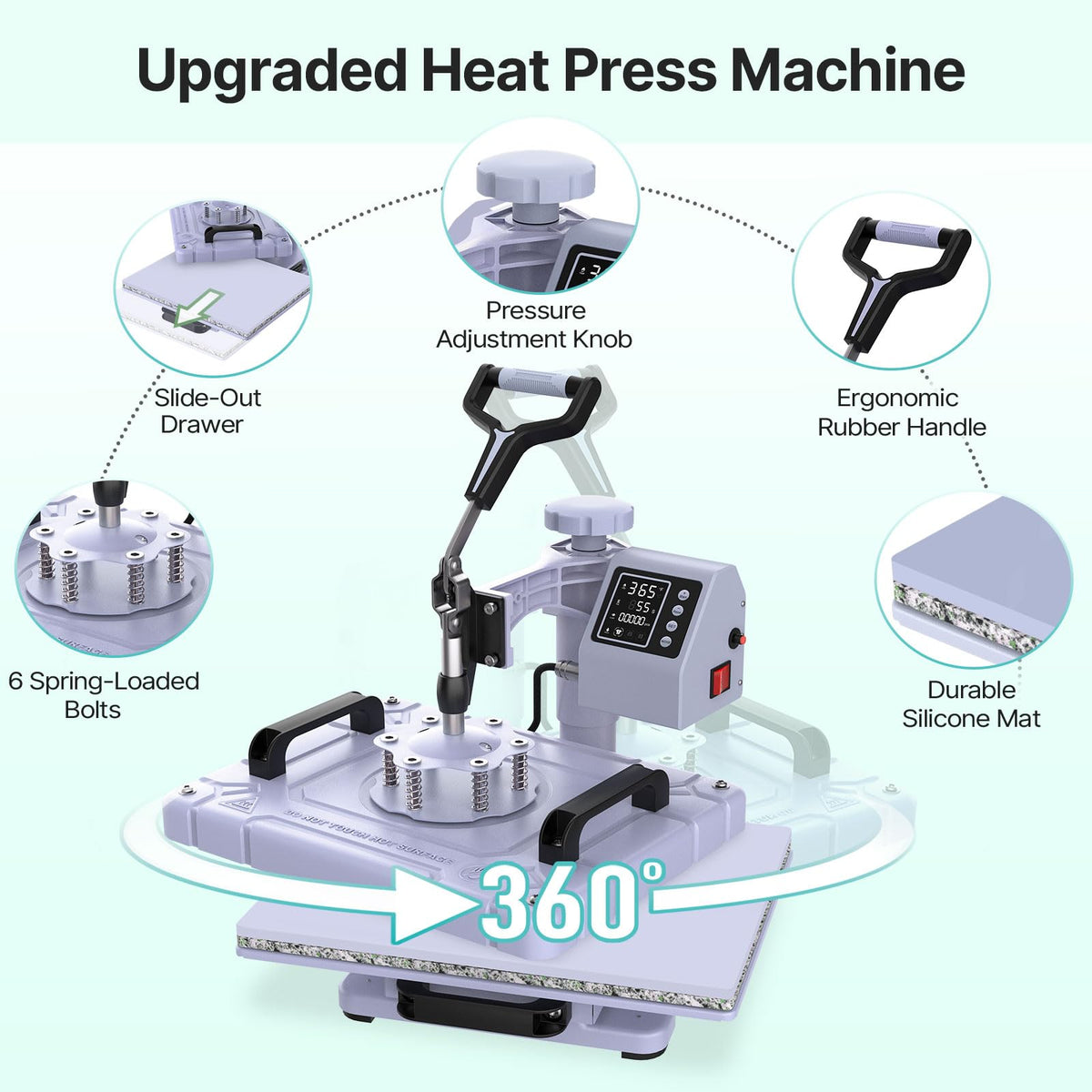 5 in 1 Heat Press Machine 12x15 inch Sublimation Heat Press