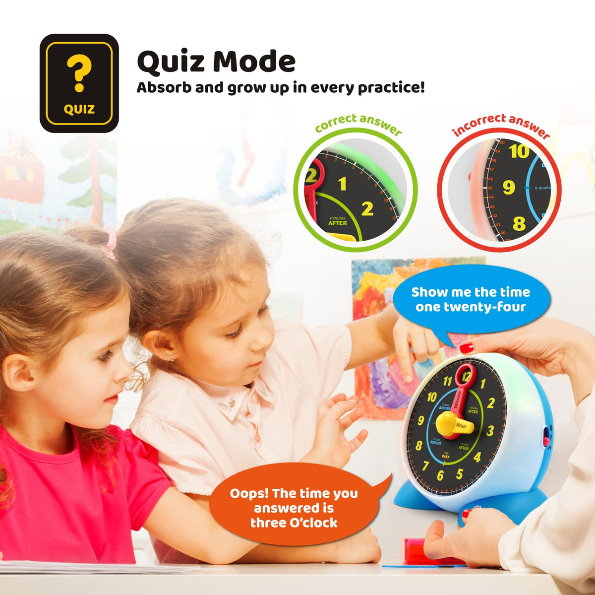Learning Clock - Educational Talking Learn to Tell Time with Quiz