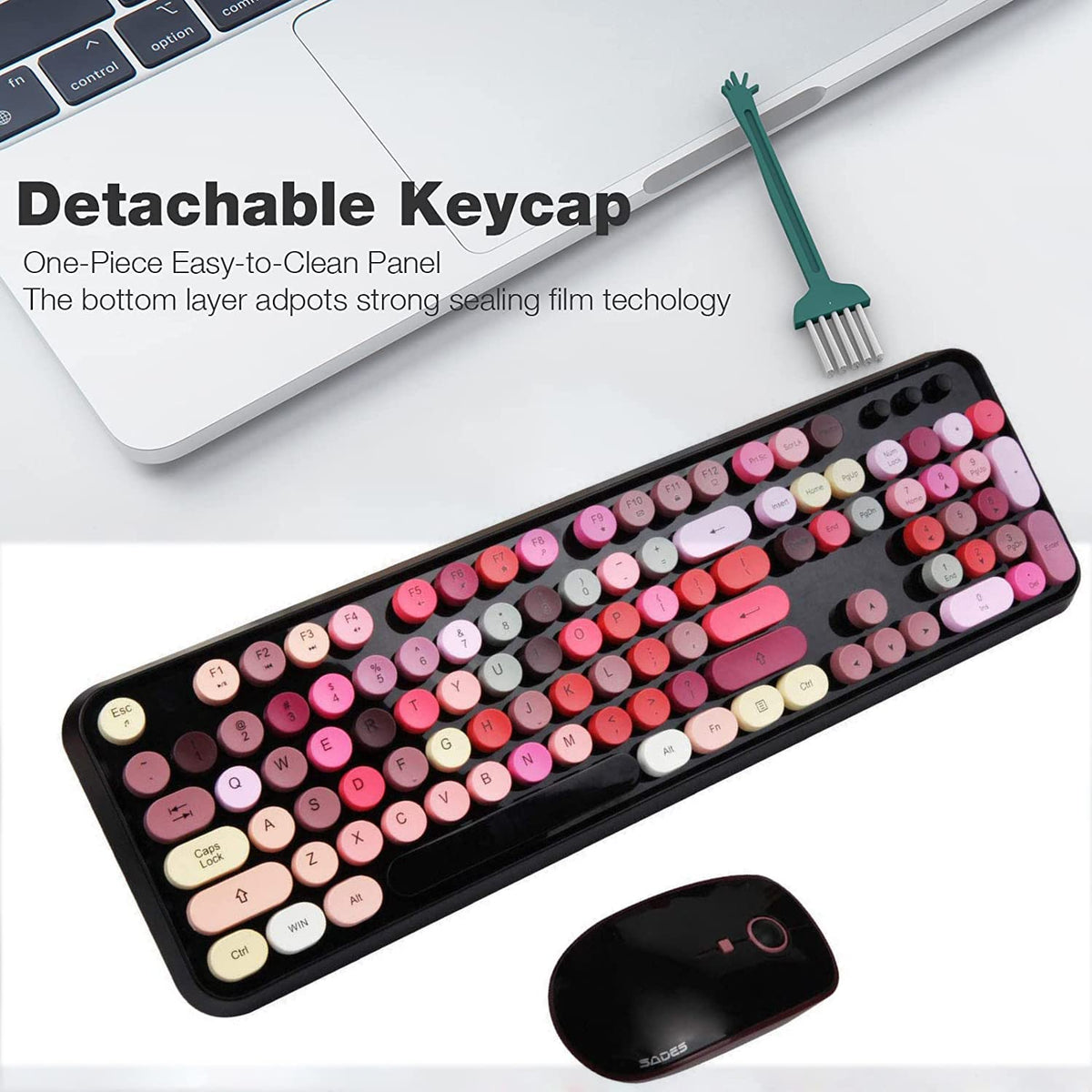Keyboard and Mouse Sets, Wireless, Reliable 2.4 GHz Connectivity  (Black Colorful)
