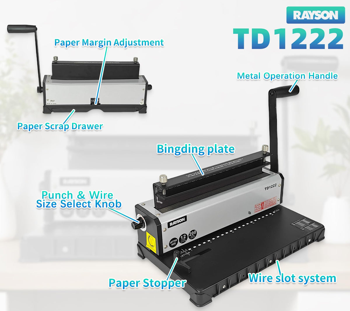 Rayson TD1222 Wire Binding Machine - 2:1 Pitch