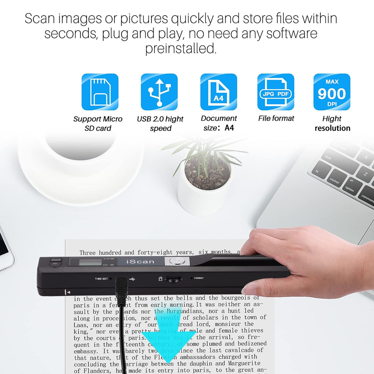 Portable Document Scanner, Handheld Image Scanner