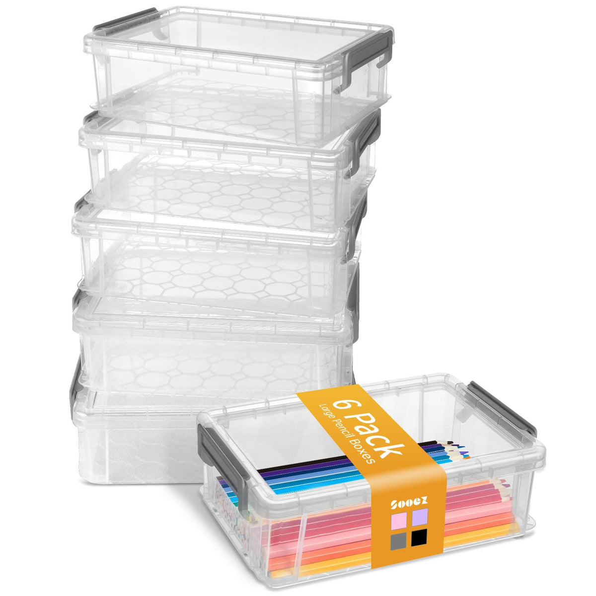 Clear Organizer Plastic Containers with Lid- 6 pack