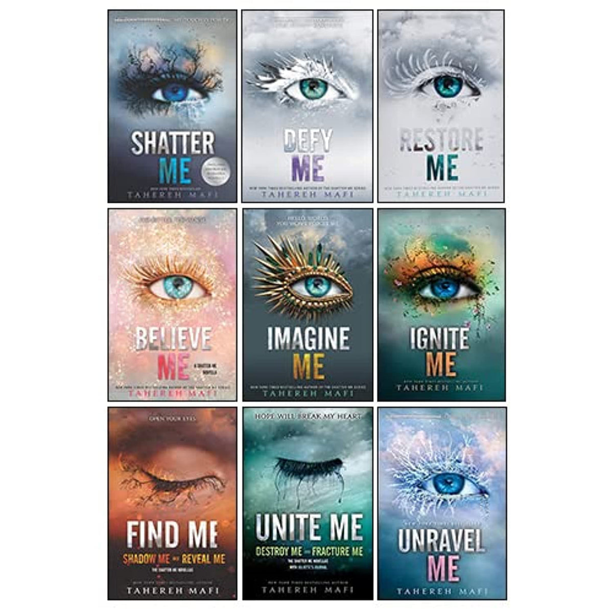 Shatter Me Series Collection 9 Books Set By Tahereh Mafi(Unite Me, Believe Me, Imagine Me, Find Me, Unravel Me, Unravel Me, Defy Me, Restore Me, Ignite Me)- paperback