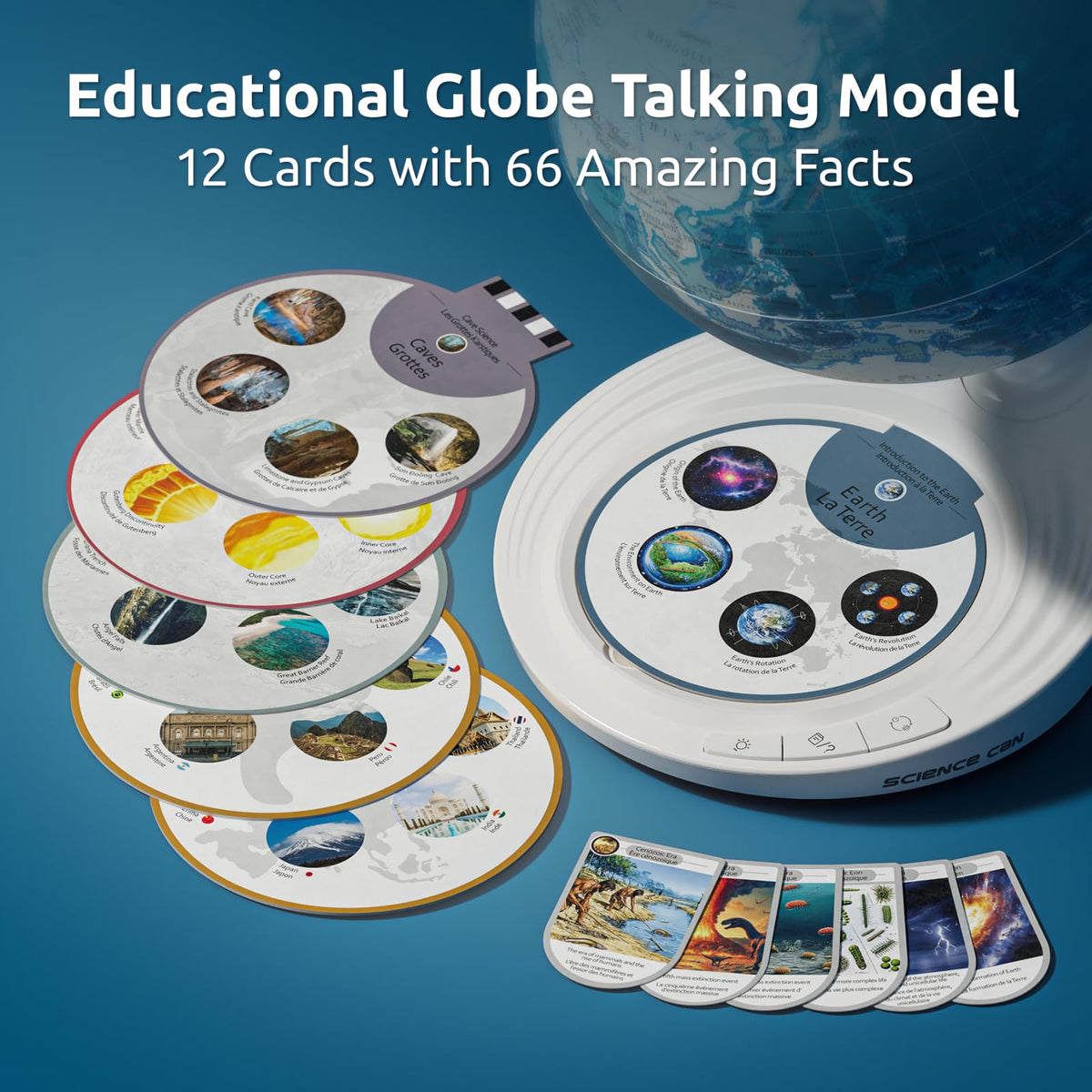 Science Can- Openable Globe for Kids, 8 Inch Interactive World Globe, Talking Model with Knowledge & Quiz Mode, Bilingual