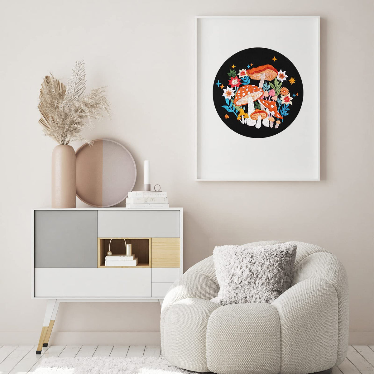 Louise Maelys Mushroom Embroidery Kits for Beginners with Art Night Pattern,  Needlepoint