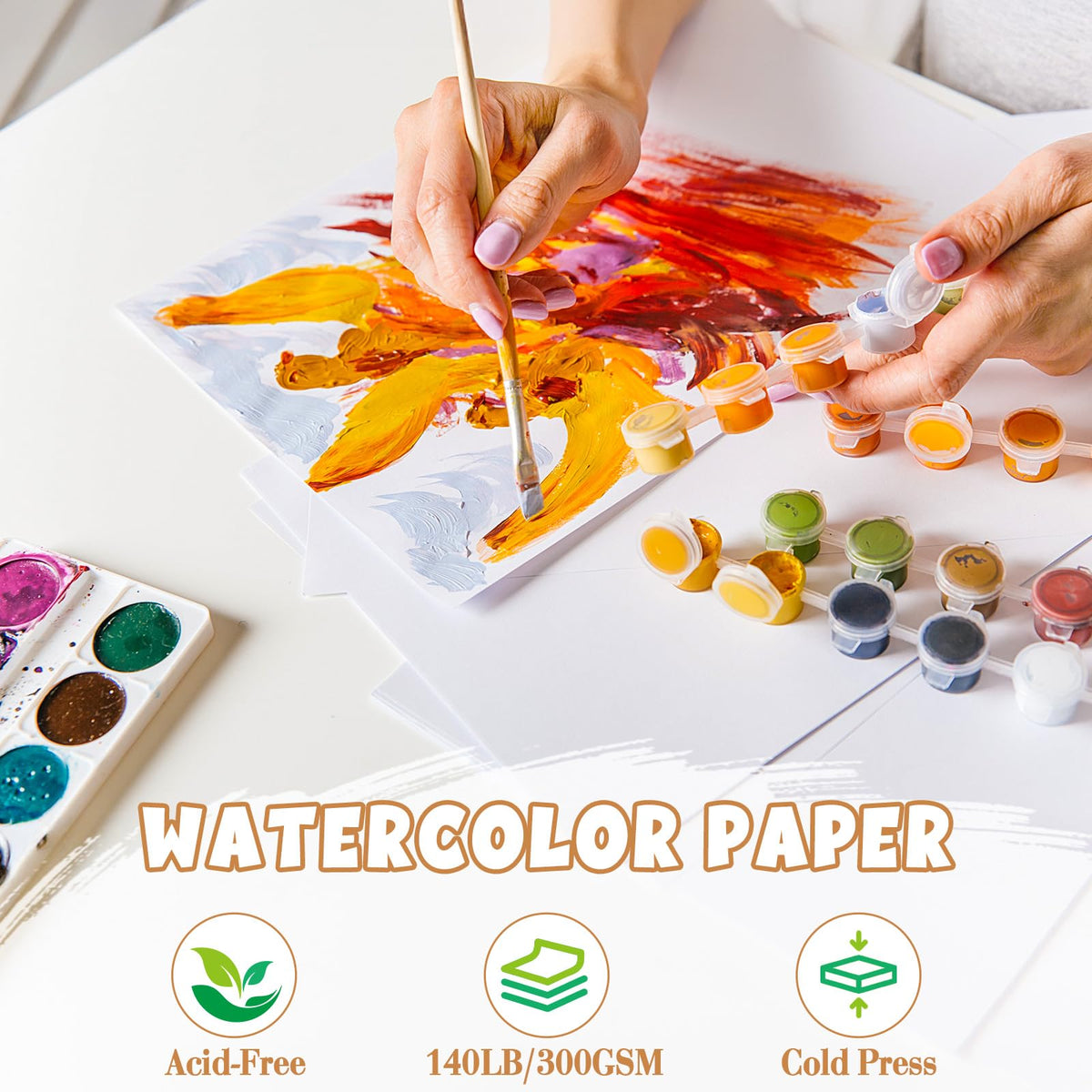 300 Pcs Watercolor Paper Sheet Bulk White Cold Press Paper Pack 110 lb 230 GSM, 6 x 9