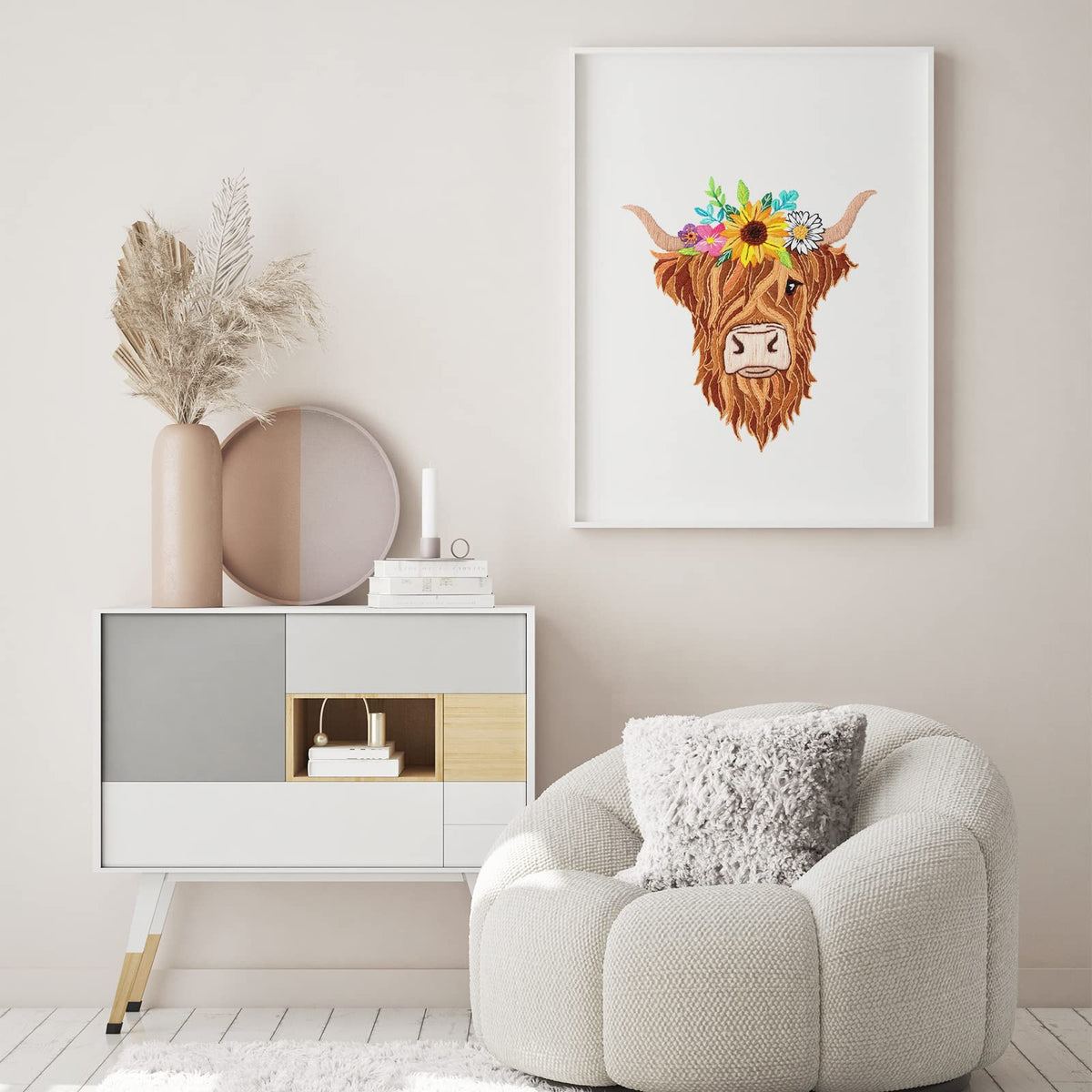 Louise Maelys Animal Embroidery Kits for Beginners with Highland Cow Pattern,Needlepoint