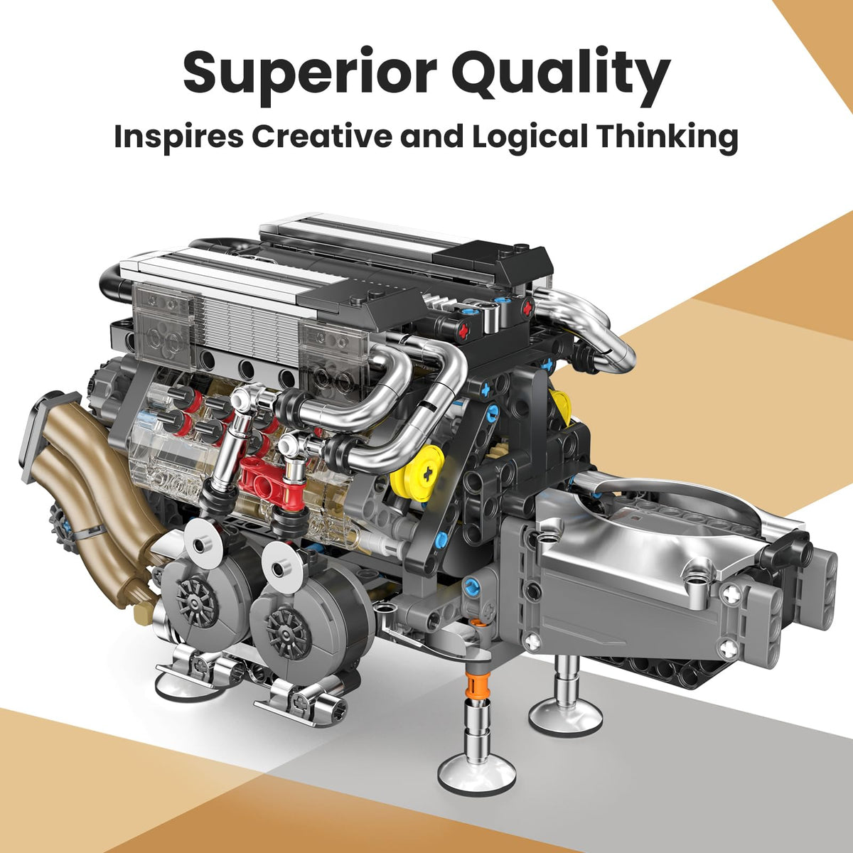 Mould King W16 Engine Toys Building Sets,  V8 Mini Engine Scale Model with Motor, 10131 STEM DIY(952 Pieces)