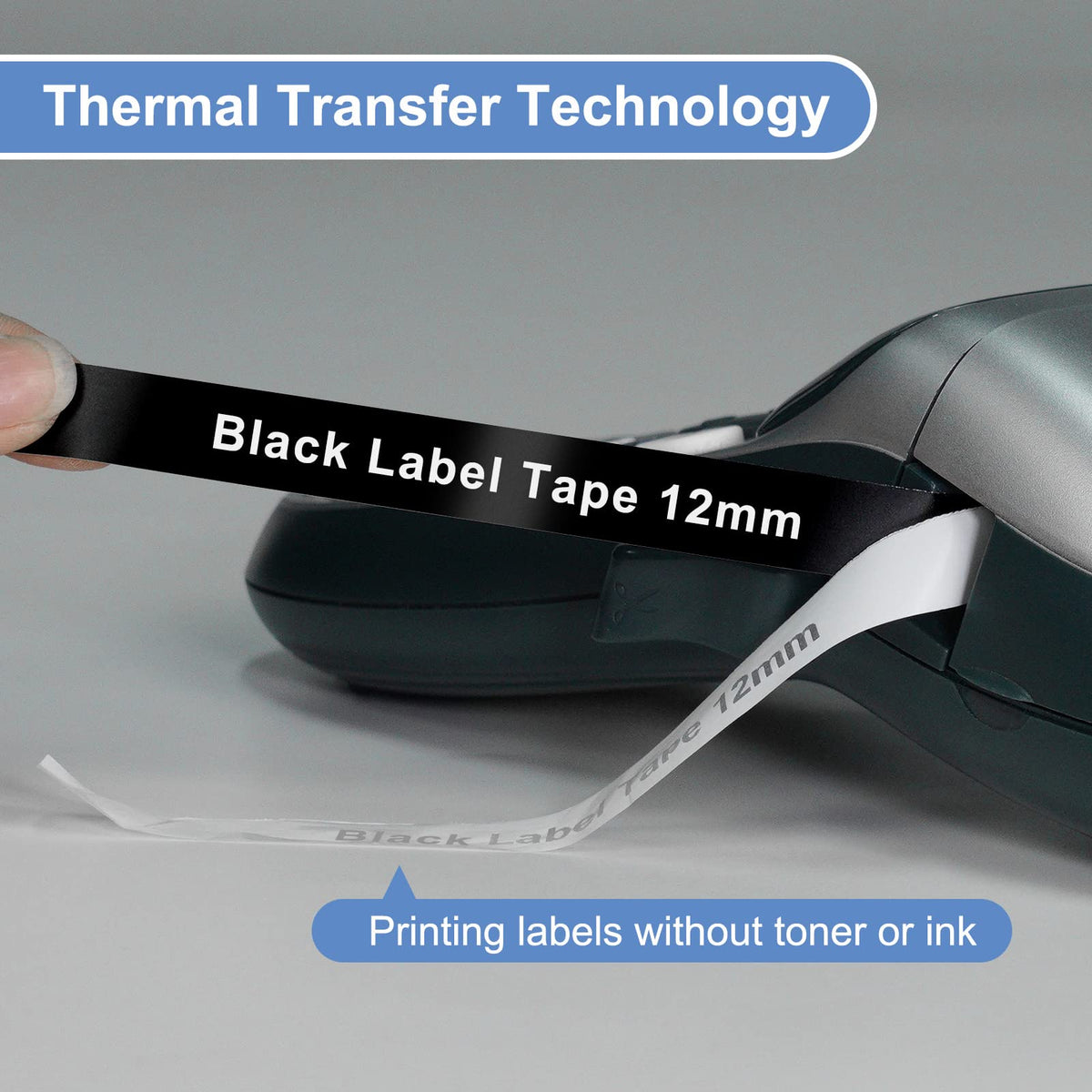 5 X White on Black Tape Replacement for Dymo Label Maker Refills