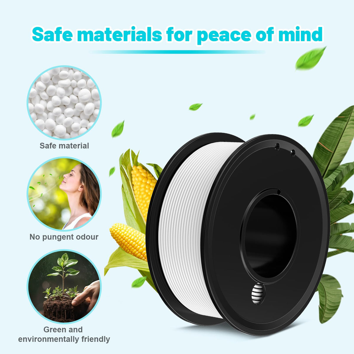 PLA Filament Bundle,  (White &amp; Silver &amp; Pink &amp; Green &amp; Yellow)