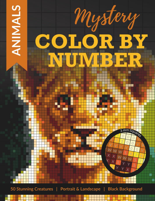 Mystery Color by Number Animals: A Color Quest Animal Mosaic for Adults: Reveal 50 Calming Wildlife Scenes for Relaxation and Mindful Coloring