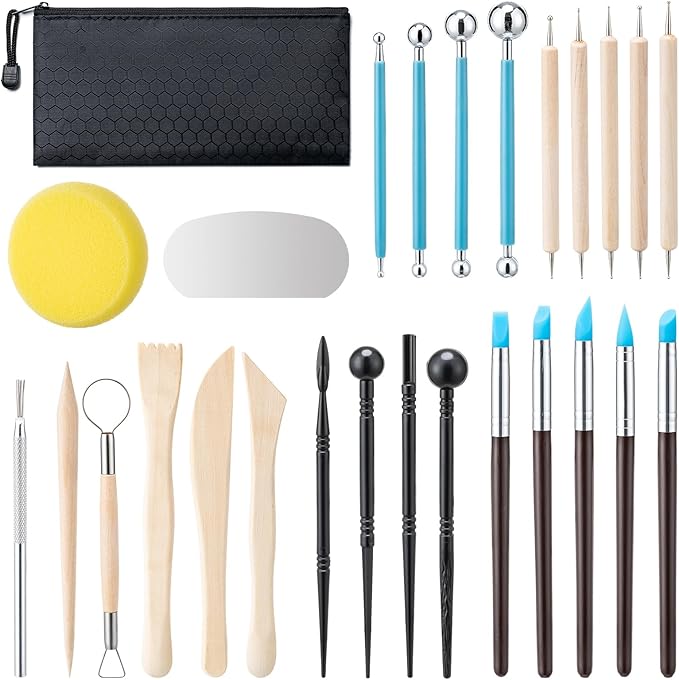 Clay Tools Kit, 27 PCS Pottery Tools, Practical Polymer Clay Sculpting Tools Kit